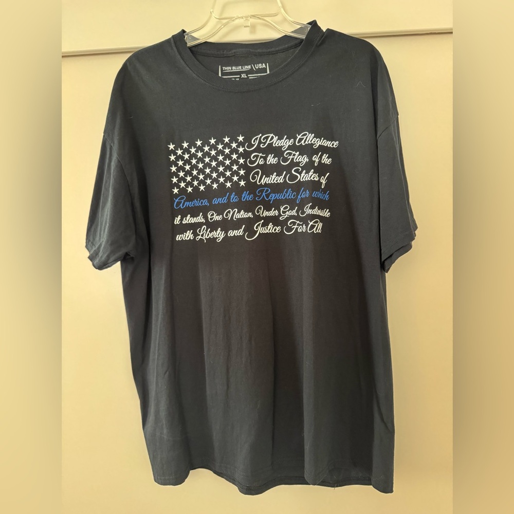 Men’s Thin Blue Line USA Black T-Shirt Size XL